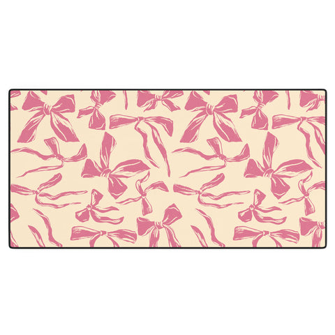 LouBruzzoni Pink bow pattern Desk Mat