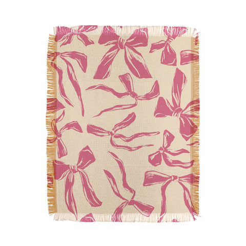 LouBruzzoni Pink bow pattern Throw Blanket