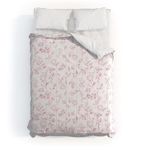 LouBruzzoni Pink romantic wildflowers Comforter