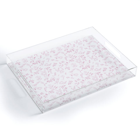LouBruzzoni Pink romantic wildflowers Acrylic Tray