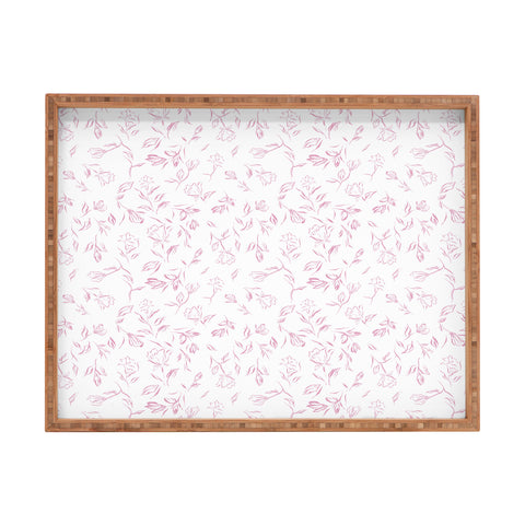 LouBruzzoni Pink romantic wildflowers Rectangular Tray