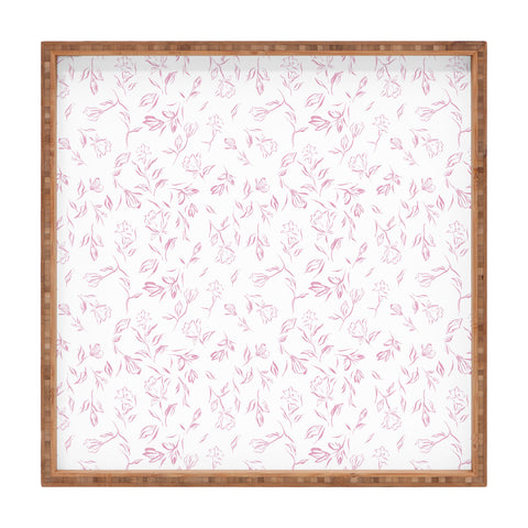 LouBruzzoni Pink romantic wildflowers Square Tray