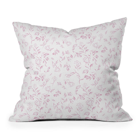 LouBruzzoni Pink romantic wildflowers Outdoor Throw Pillow