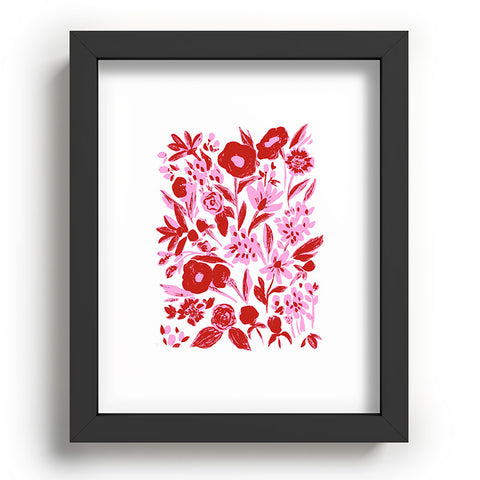 LouBruzzoni Red and pink artsy flowers Recessed Framing Rectangle