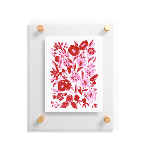 LouBruzzoni Red and pink artsy flowers Floating Acrylic Print