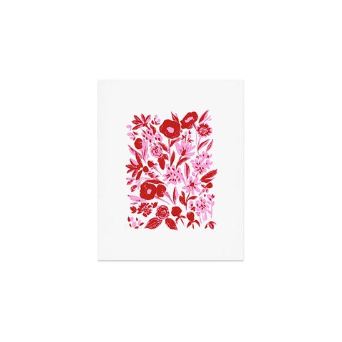 LouBruzzoni Red and pink artsy flowers Art Print