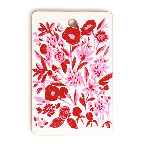 LouBruzzoni Red and pink artsy flowers Cutting Board Rectangle
