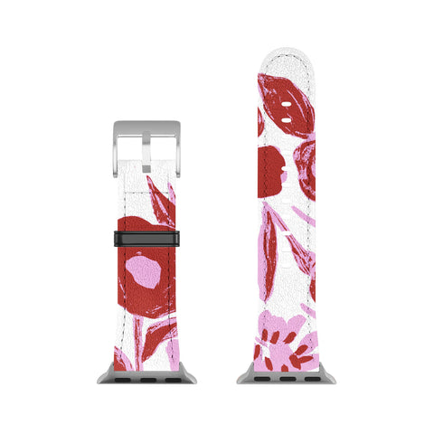 LouBruzzoni Red and pink artsy flowers Apple Watch Band