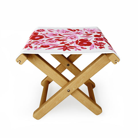 LouBruzzoni Red and pink artsy flowers Folding Stool