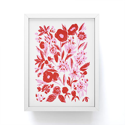 LouBruzzoni Red and pink artsy flowers Framed Mini Art Print