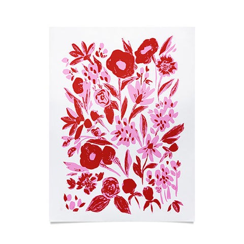 LouBruzzoni Red and pink artsy flowers Poster