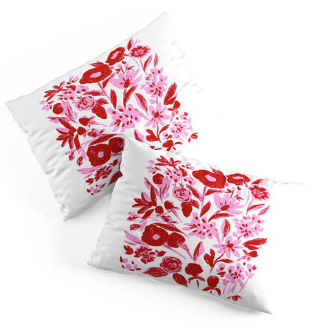 LouBruzzoni Red and pink artsy flowers Pillow Shams