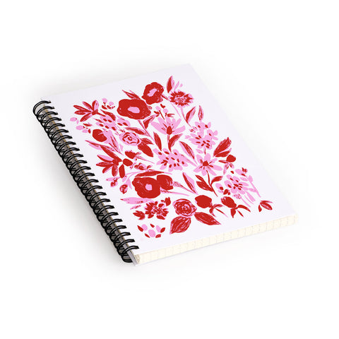 LouBruzzoni Red and pink artsy flowers Spiral Notebook