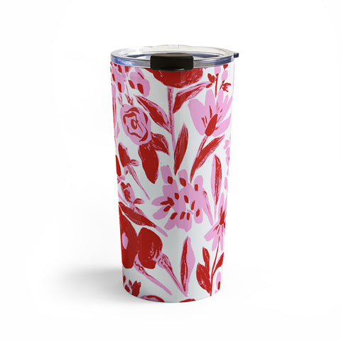 LouBruzzoni Red and pink artsy flowers Travel Mug