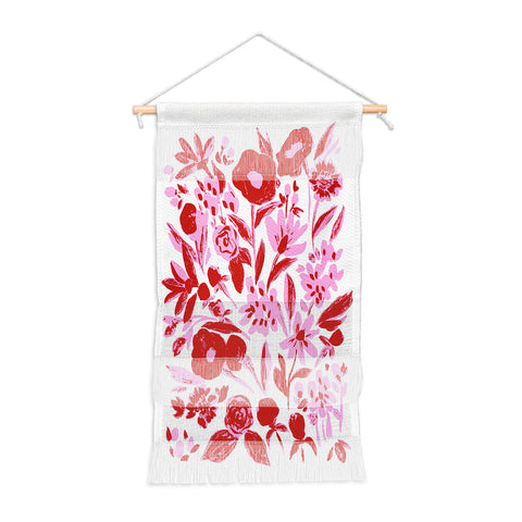 LouBruzzoni Red and pink artsy flowers Wall Hanging Portrait