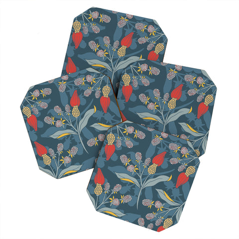 LouBruzzoni Retro floral shapes Coaster Set