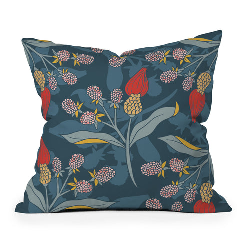 LouBruzzoni Retro floral shapes Outdoor Throw Pillow