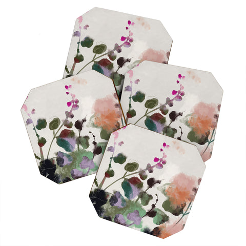 lunetricotee floral abstract summer autumn Coaster Set