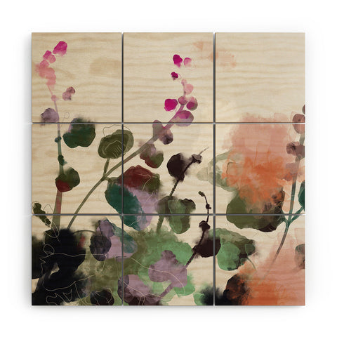 lunetricotee floral abstract summer autumn Wood Wall Mural