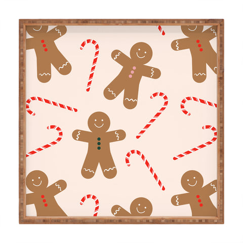 Lyman Creative Co Gingerbread Man Candy Cane Square Tray