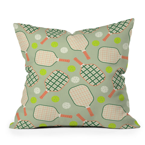 Lyman Creative Co Retro Pickleball Pattern Outdoor Throw Pillow