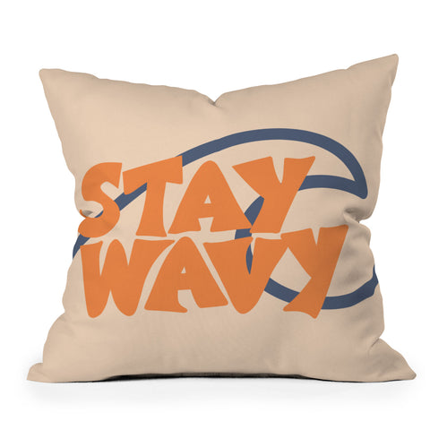 Lyman Creative Co Stay Wavy Surf Type Outdoor Throw Pillow