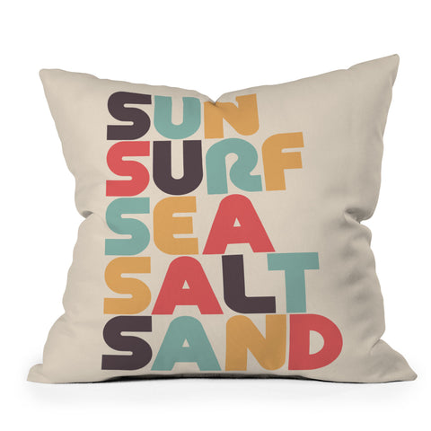 Lyman Creative Co Sun Surf Sea Salt Sand Typography Outdoor Throw Pillow