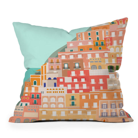 Lyman Creative Co View over the Amalfi Coast Outdoor Throw Pillow