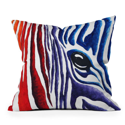 Madart Inc. Colorful Zebra Outdoor Throw Pillow