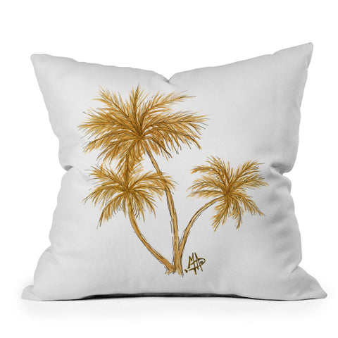 Madart Inc. Gold Palm Trees Outdoor Throw Pillow