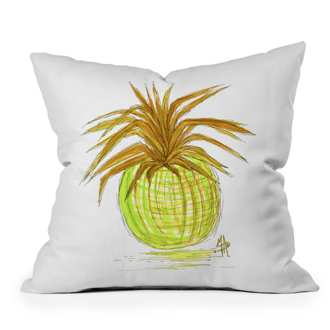 Madart Inc. Green and Gold Pineapple Outdoor Throw Pillow