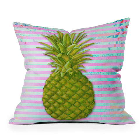 Madart Inc. Striped Pineapple Outdoor Throw Pillow