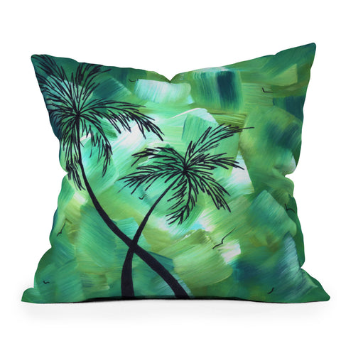 Madart Inc. Tropical Dance Palms Outdoor Throw Pillow