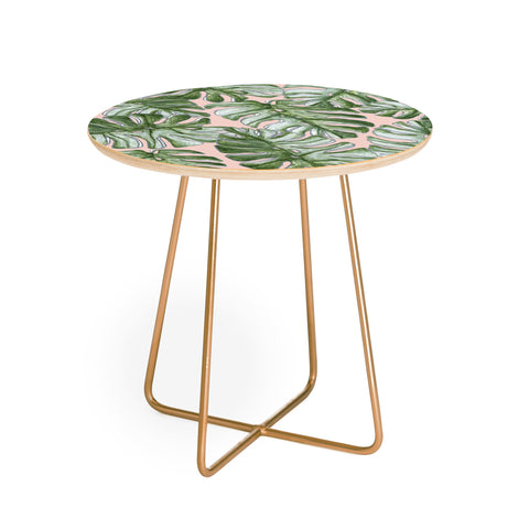 Madart Inc. Tropical Fusion 23 Leaves Round Side Table