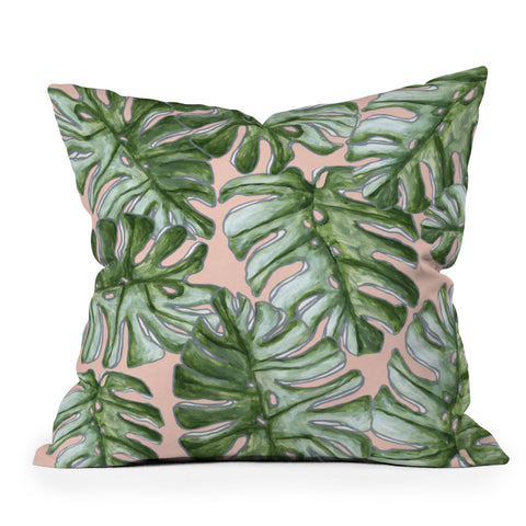 Madart Inc. Tropical Fusion 23 Leaves Outdoor Throw Pillow