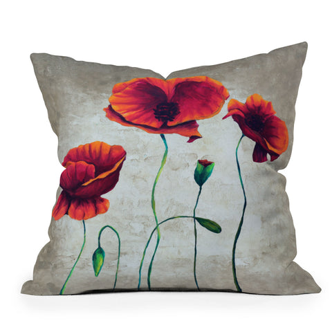 Madart Inc. Vibrant Poppies II Outdoor Throw Pillow