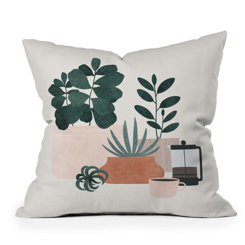 Madeline Kate Martinez Coffee Plants x The Sill Outdoor Throw Pillow