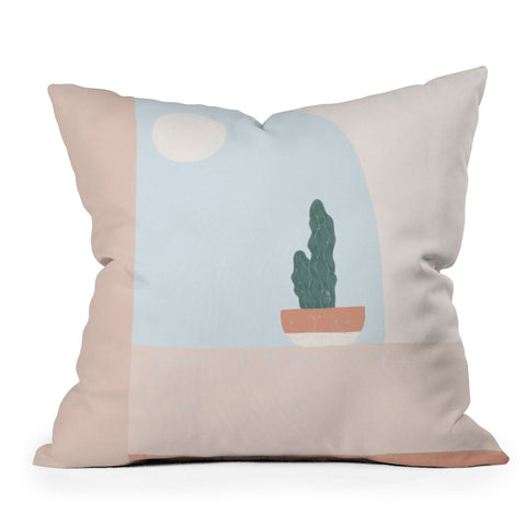 Madeline Kate Martinez terracotta cactus Outdoor Throw Pillow