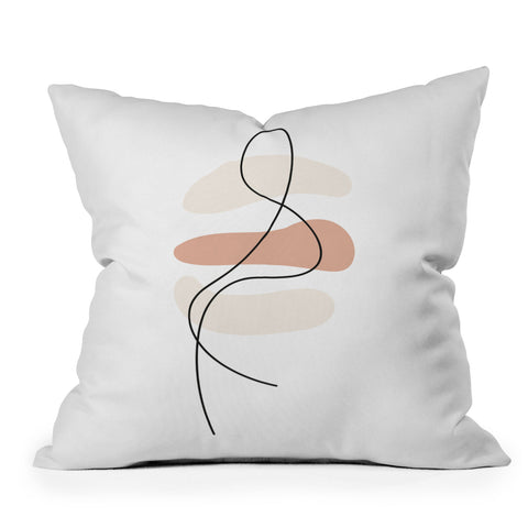 Mambo Art Studio Abstract Minimal Line Beige Outdoor Throw Pillow