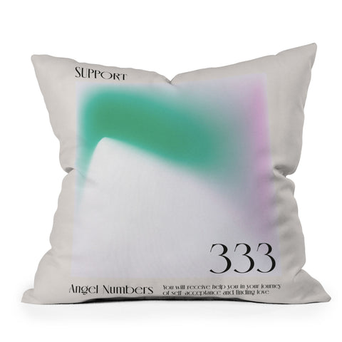 Mambo Art Studio Angel Numbers 333 Support Outdoor Throw Pillow