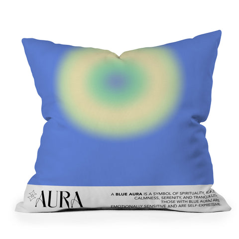 Mambo Art Studio Aura Blue Outdoor Throw Pillow