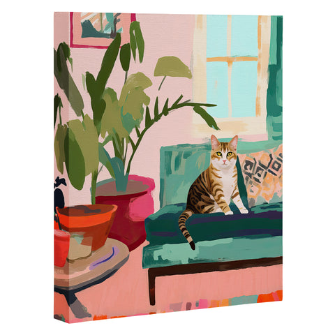 Mambo Art Studio Cat in Boho Living Room Art Canvas