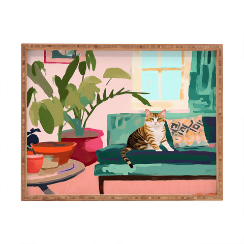 Mambo Art Studio Cat in Boho Living Room Rectangular Tray