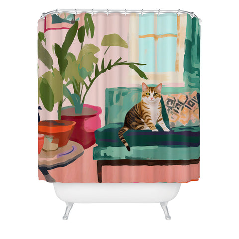 Mambo Art Studio Cat in Boho Living Room Shower Curtain