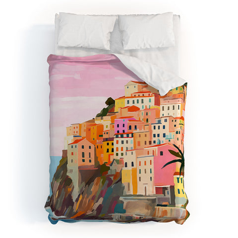 Mambo Art Studio Cinque Terre Italy Painting Duvet Cover