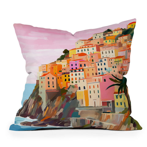 Mambo Art Studio Cinque Terre Italy Painting Throw Pillow
