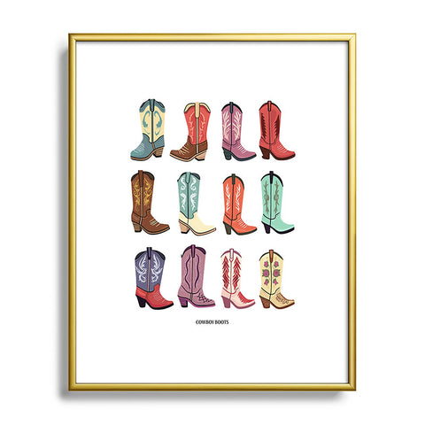 Mambo Art Studio Cowboy Boots Poster Metal Framed Art Print