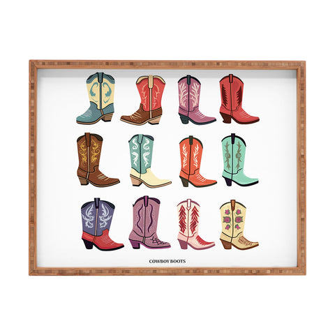 Mambo Art Studio Cowboy Boots Poster Rectangular Tray