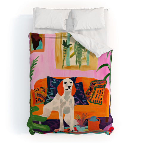 Mambo Art Studio Dog in Boho Living Room Duvet Cover
