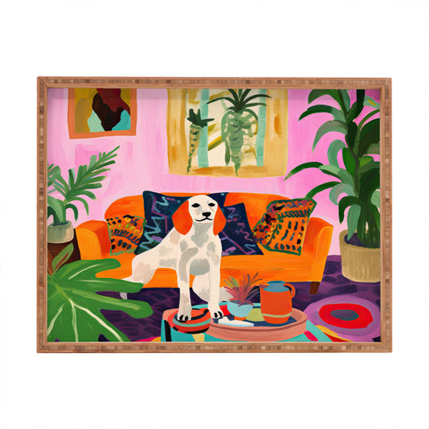 Mambo Art Studio Dog in Boho Living Room Rectangular Tray